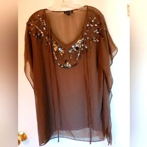 Brown Sheer Sleeveless‎ Top. Sz. Medium